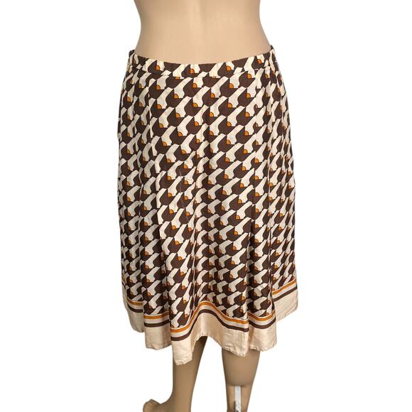 Vtg 60s Nina Ricci Shopping Paris Mod Art Deco Pleated Silk Skirt SZ M - Picture 6 of 9